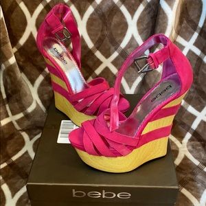 Bebe fuchsia wedges
